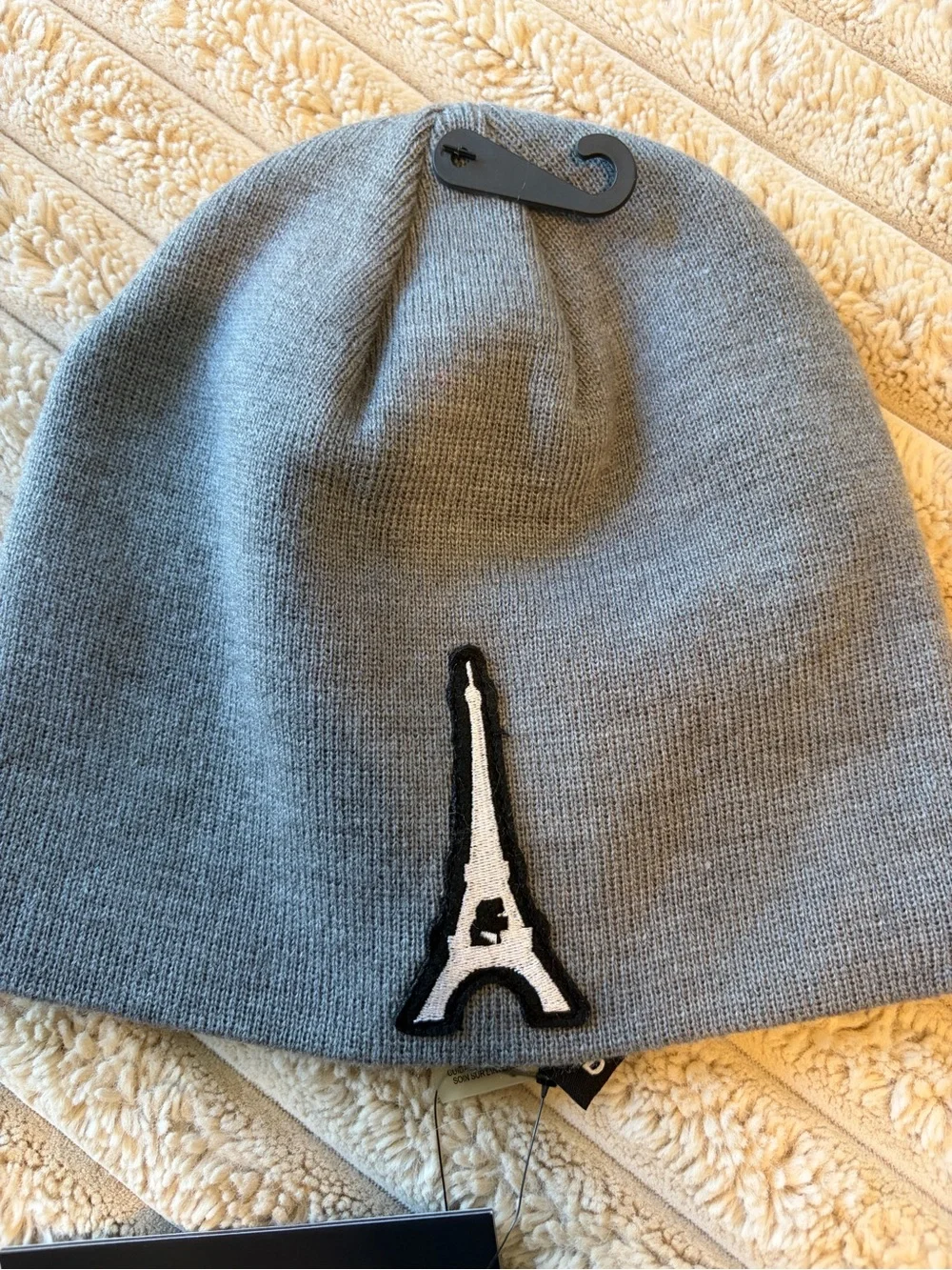 Karl Lagerfeld Gray Eiffel Patch Beanie